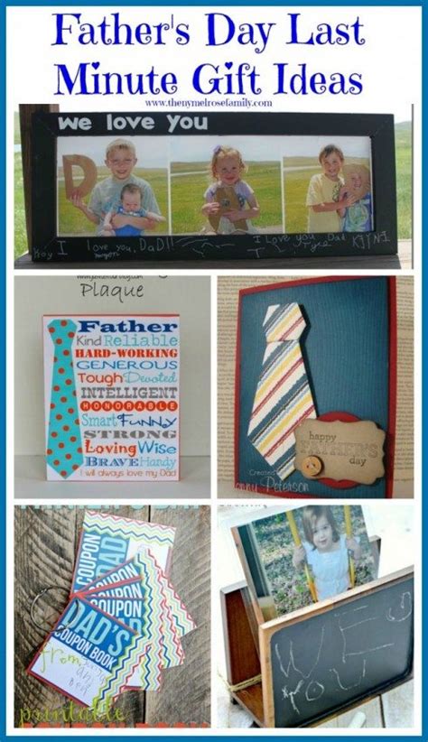 Jun 14, 2021 · 26 diy father's day gifts that are so easy to make for dad dad will love these easy, homemade craft ideas — even if you waited until the last minute! Father's Day Last Minute Gift Ideas - The Melrose Family