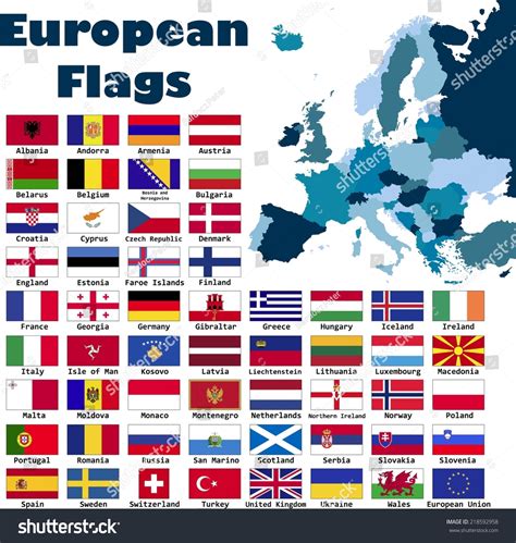 European Flag Set Alphabetical Order Editable Stock Vector 218592958