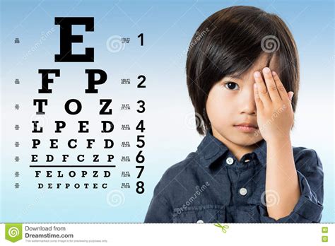 Asian Kid Reviewing Eyesight Stock Image Image Of Chart Character