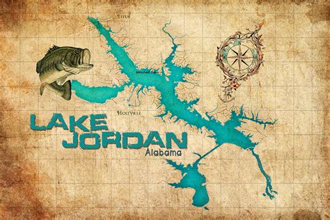 Vintage Map Lake Jordan Al Digital Art By Greg Sharpe Fine Art America