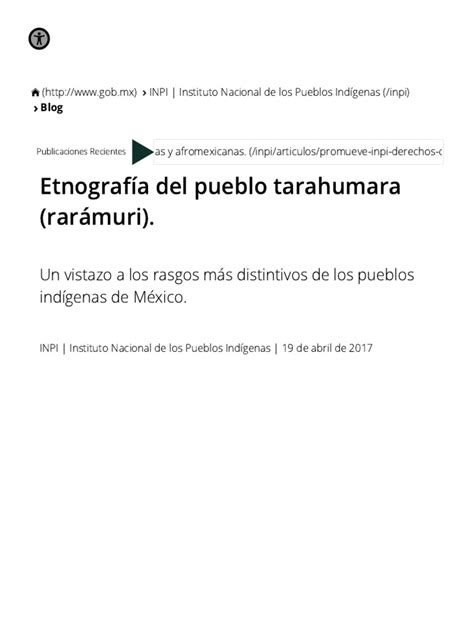 Etnografía Del Pueblo Tarahumara Rarámuri Inpi Instituto Nacional