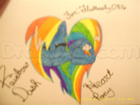 How To Draw Heart Pony Rainbow Dashrainbow Dash Heart