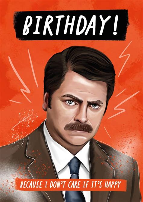 Funny Ron Swanson Birthday Card For Friends Parks And Recreation Thortful
