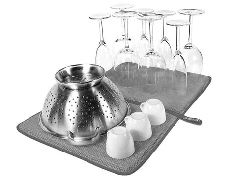 No need to let water pool on your counter with this mat on hand! Microfiber Dish Drying Mat