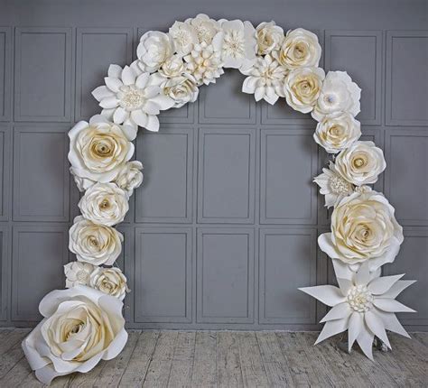 Wedding Arch Paper Flowers Wedding Venue Decoration White Paper