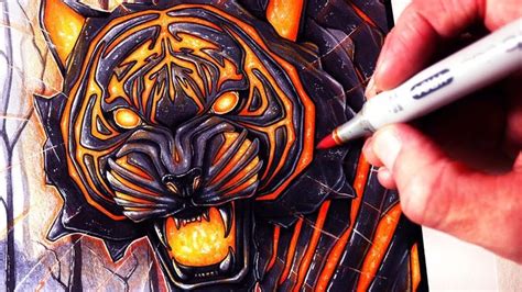 Draw A Lava Tiger Fantasy Art Friday Prismacolor Tiger Art