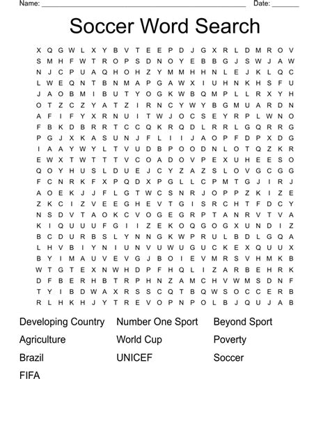 Soccer Word Search Wordmint