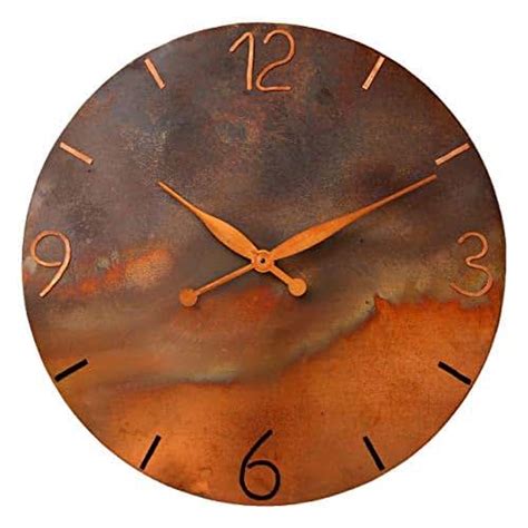 Oversized Round Copper Rustic Wall Clock 24 Inch Silent