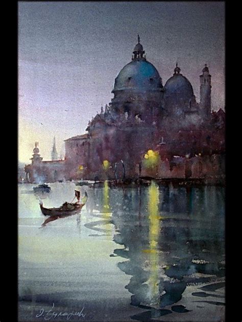 Lovely Watercolor Of Night In Venice Venice Painting Watercolor