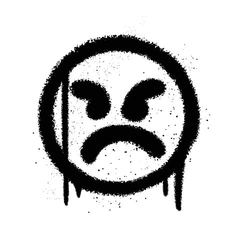 Graffiti Spray Paint Angry Face Emoticon Isolated Vector Illustration