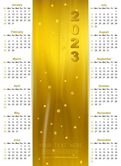 Free Vector Golden Calendar 2023
