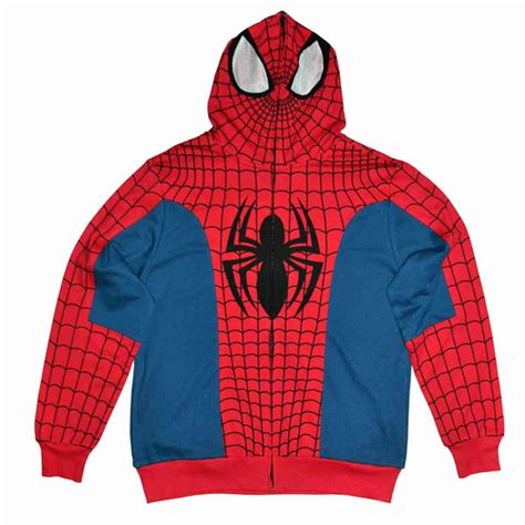 Marvel Marvel Spiderman Mens Redblue Full Zip Costume Hoodie