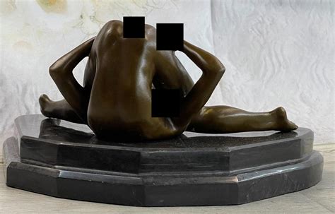 Signed Oliviono Flexible Erotic Nude Woman Bronze Sculpture Statue