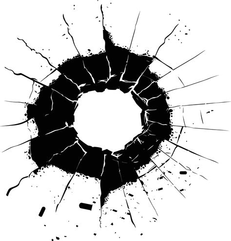 Ai Generated Silhouette Bullet Hole In Glass Black Color Only 39218929