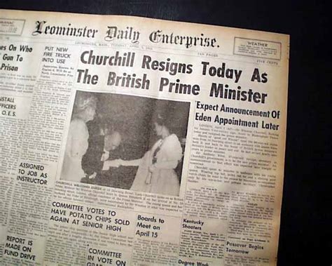 Winston Churchill Resigns As British Prime Minister W Photo 1955 Newspaper Ebay