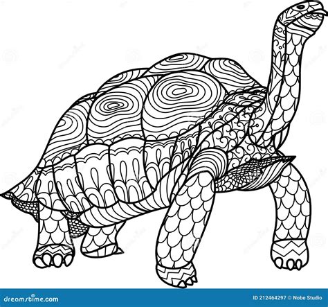 Tortoise Zentangle For Adult Coloring Page Or Decoration Stock Vector
