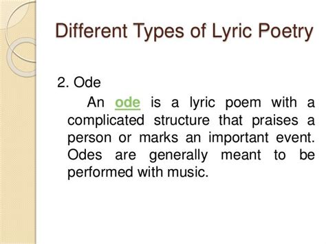 Types Of Lyric Poetry