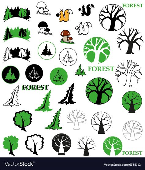 Forest Icons Royalty Free Vector Image Vectorstock