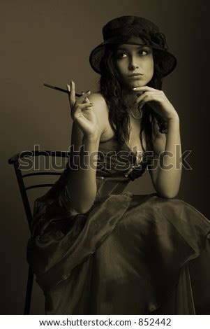 Retro Glamour Lady Beautiful Woman In Sepia Style Stock Photo Shutterstock