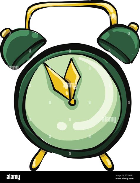 Green Alarm Clock Illustration Vector On A White Background Stock