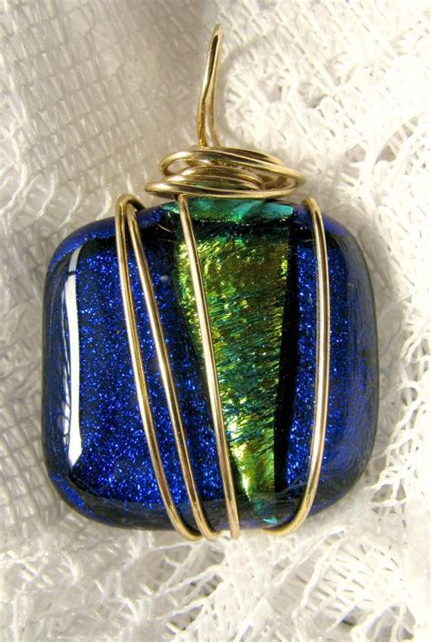 Fused Glass Pendant Wire Wrapped By Meltyglass On Etsy Fused Glass