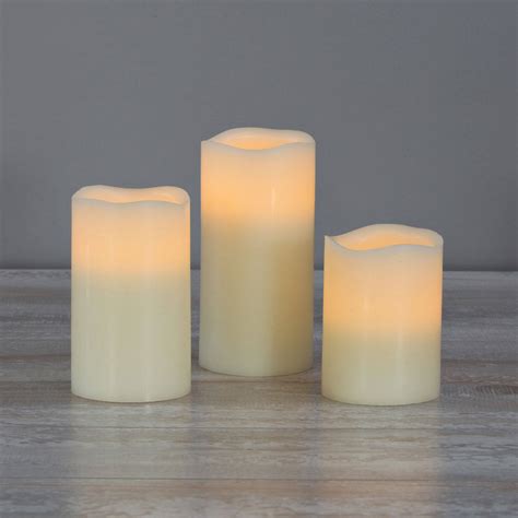 Flameless Candles Pillar Candles Ivory Wax Melted Edge