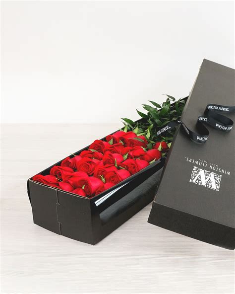 Two Dozen Long Stemmed Roses In Box In Boston Ma Winston Flowers