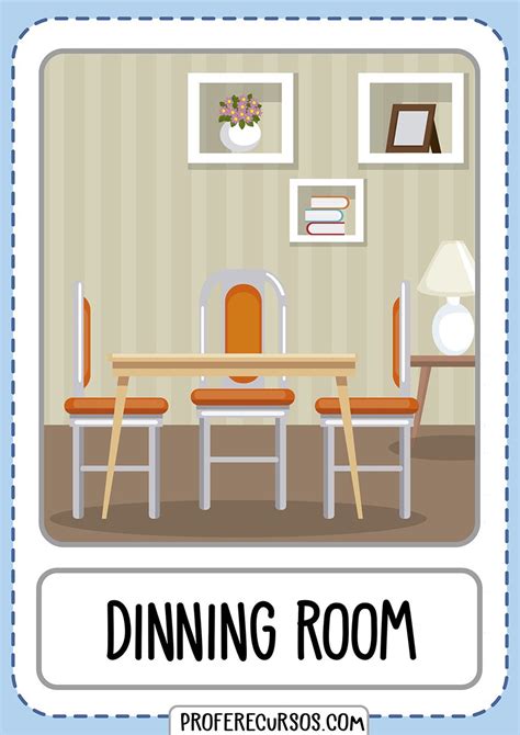 Simple Printable Rooms In The House Flashcards Digraph