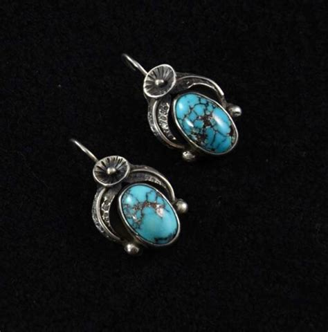Vintage Navajo Silver Turquoise Earrings Carl Luthey Hoel S Indian Shop