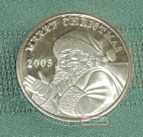 One Troy Ounce 999 Fine Silver 2003 Merry Christmas Christmas Round