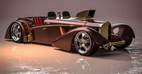 1937 Bugatti Type 57sc Becomes Outrageous 24k Gold Roadster And Bagged Hot Rod Autoevolution