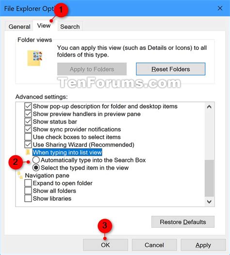 Change When Typing Into List View Action In Windows 10 File Explorer