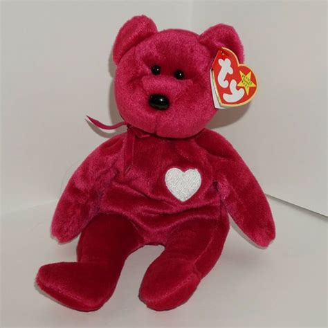Valentina Bear Beanie Baby PE TY Pellets 1998 Valentine S Day Heart Tag