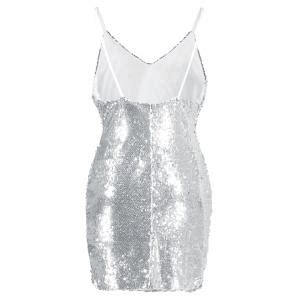 Silver 2xl Short Sequin Glitter Slip Sparkly Tight Dress RoseGal Com