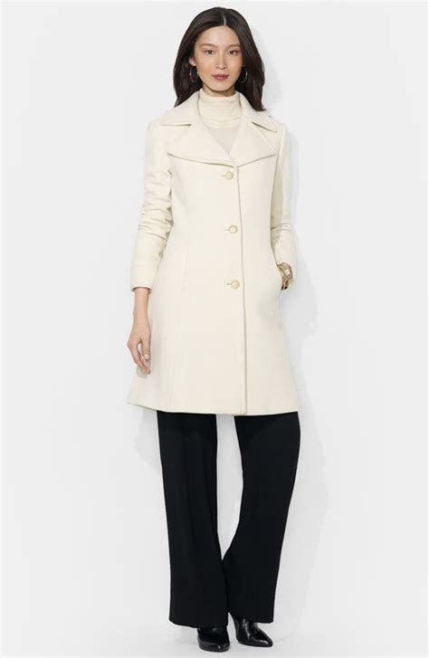 Lauren Ralph Lauren Wool Blend Fit And Flare Coat Online Only Nordstrom