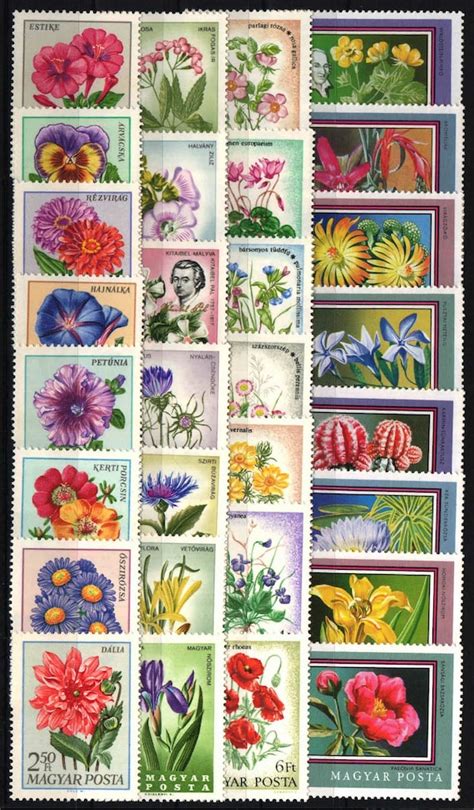 Huge Collection Of Flower Postage Stamps 4 Series Of Vintage Etsy