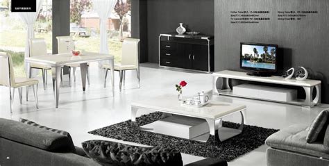 Modern White Marble And Stainless Steel 3 Piece Furniture Set Coffee