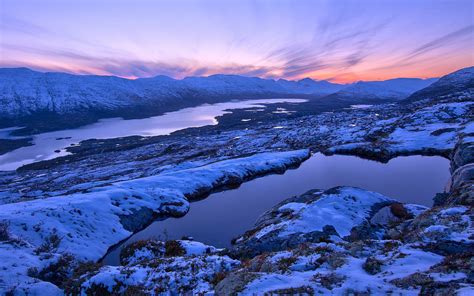 Norway Winter Scenery Mountains Sunset Snow Wallpaper Nature And Landscape Wallpaper Better