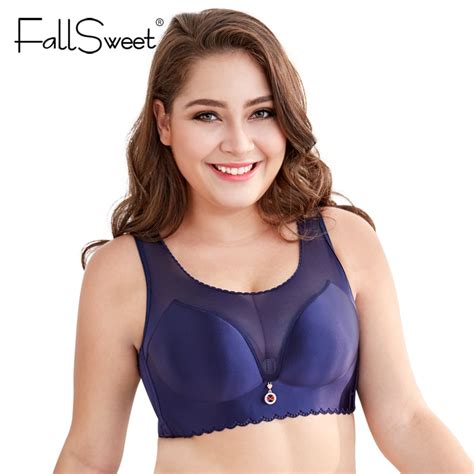 Fallsweet Unlined No Wire Bras For Women Plus Size Brassiere Comfort