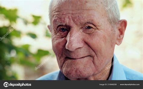 Very Old Man Portrait With Emotions Grandfather Is Smiling And Looking