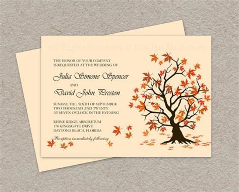 Diy Fall Wedding Invitation Printable Fall Leaves Wedding Invitations