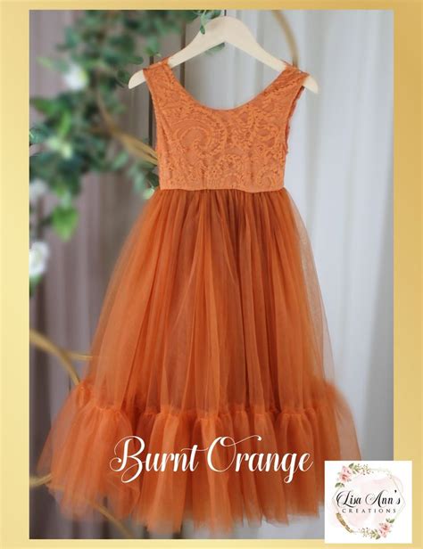 Flower Girl Dress Burnt Orange Mermaid Style Tulle Sleeveless Lace