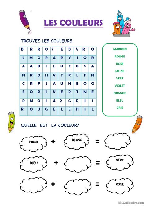 LES COULEURS Français FLE fiches pedagogiques pdf doc