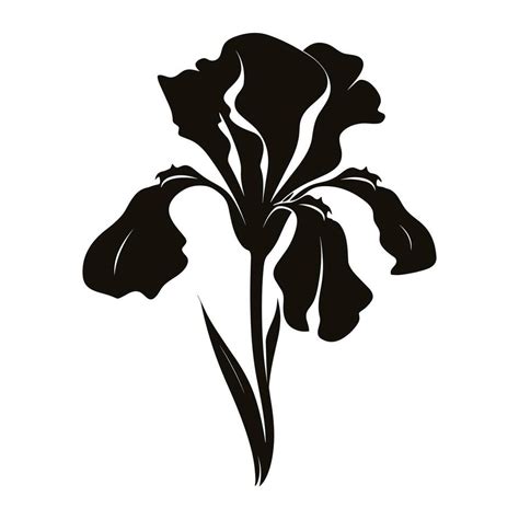 An Iris Flower Vector Silhouette Isolated On A White Background