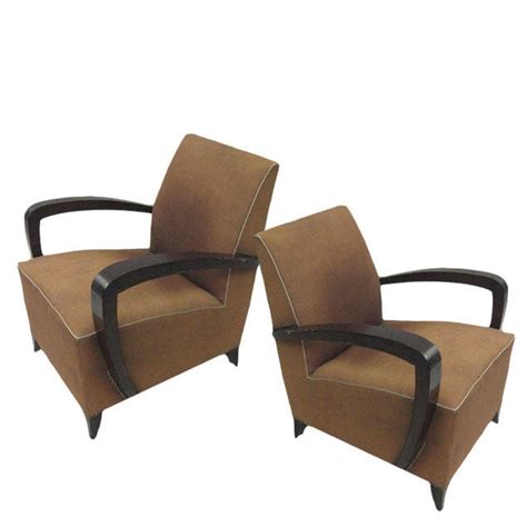 Pair Of French Art Deco Armchairs Club Chairs Attributed To Rene Prou