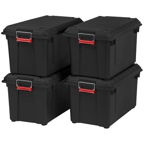 Flip top storage bins offer an advantage over other types of containers: IRIS 82 Qt. Weather Tight Store-It-All Storage Bin in ...