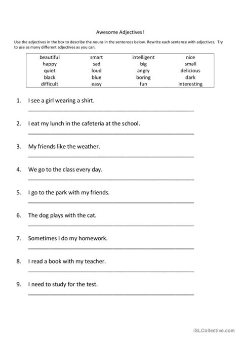 Awesome Adjectives General Gramma English Esl Worksheets Pdf And Doc