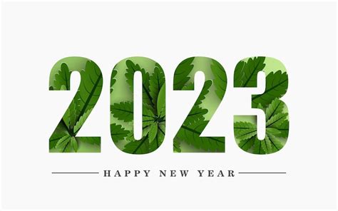 Premium Vector Happy New Year 2023 Design Green Leaves Inside Number