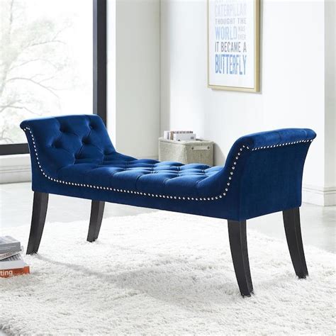 Worldwide Homefurnishings Modern Blue Accent Bench In The Indoor