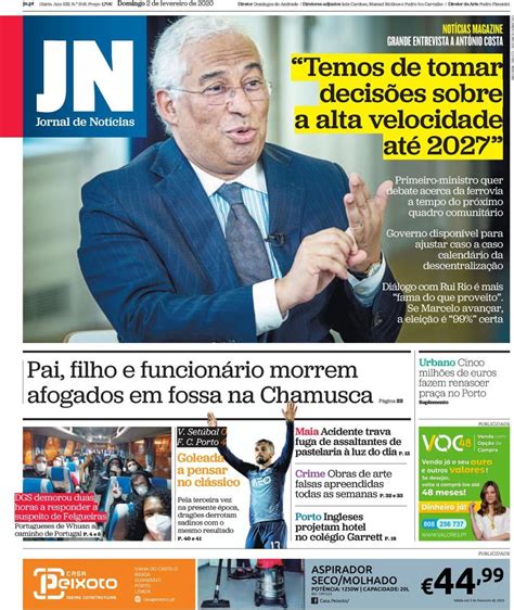 Capa Jornal De Notícias 2 Fevereiro 2020 Capasjornaispt